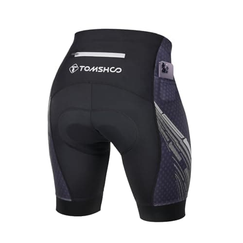 TOMSHOO Men's Cycling Shorts 4D Padded Bike Shorts with Zipper Pockets Grey