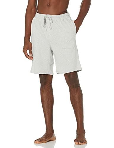 Amazon Essentials Men's 9" Knit Pajama Shorts with Drawstring, Elastic Waistband (Available in Big & Tall), Light Grey Heather, Large