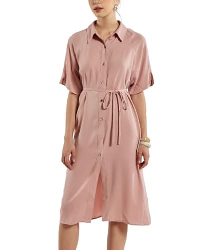 SIXDO Woven Flared Dress for Women, Long Maxi Dress, Womens 2025 Flowy Casual Spring and Summer 2025 (US, Alpha, X-Large, Regular, Regular, Standard, Pink)