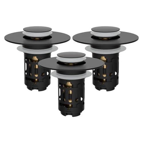 Hibbent 3 PCS Upgraded 3 in 1 Bathroom Sink Drain Strainer, Pop Up Stopper