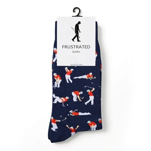 Homsolver Golf Socks for Men, Dad Fathers Day Birthday Golf Gifts for Men, Funny Angry Golf Socks Size 8-12