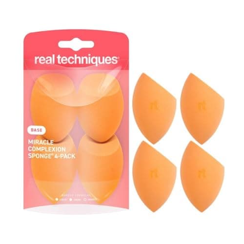 Real Techniques Miracle Complexion Sponge, 4 Pack, Makeup Blending Sponges