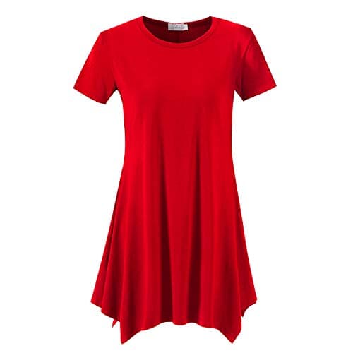 Topdress Women's Loose Fit Swing Shirt Casual Tunic Top Red 1X New