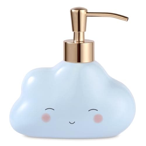 NEWHENGS Cute Cloud Shape Soap/Hand Sanitizer Metal Pump Dispenser, Refillable for Bathroom Accessories, Gifts for Kids (Blue)