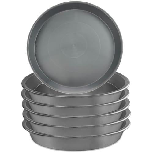 Garrdeen 6 Pack 8-Inch Gray Plant Saucer Trays, Durable PP Plastic Pot Bases for Small Medium Planters, Modern Round Flower Pot Water Catcher Plates & Drip Trays for Indoor Plant Care