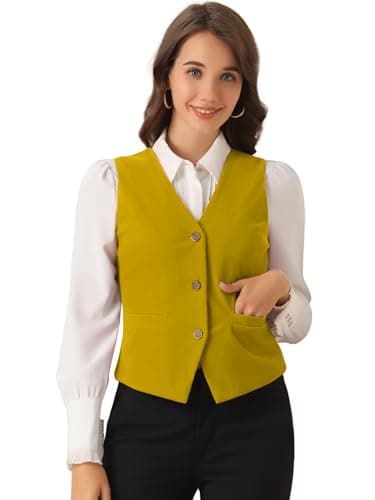 Allegra K Velvet Waistcoat Vest for Women Button Down V Neck Suit Vests