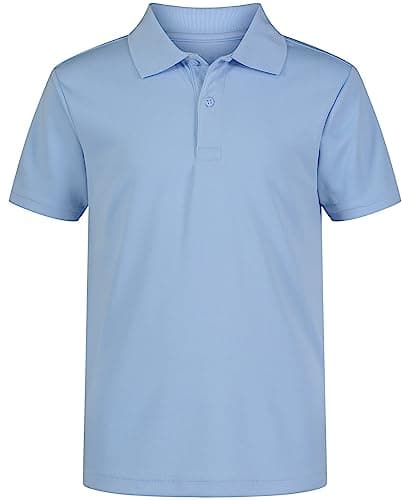 Izod Big Boys School Uniform Performance Short Sleeve Solid Polo, Light Blue, 14-16