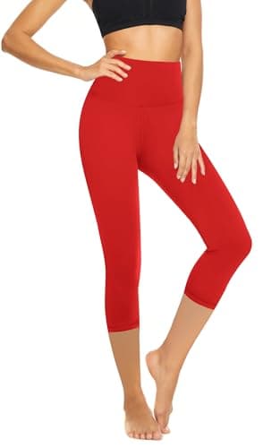 Hi Clasmix High Waisted Capri Leggings for Women - Soft Slim Tummy Control - Exercise Pants for Running Cycling Yoga Workout