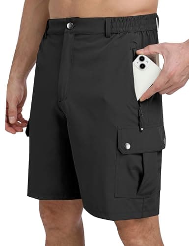 MoFiz Men's Qucik Dry Hiking Cargo Shorts 8"/9" Lightweight Outdoor Men's Stretch Golf Casual Shorts with 5 Pockets (Grey, X-Large)