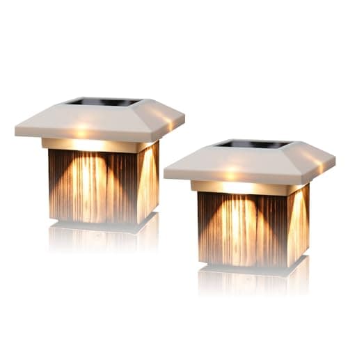 Kemeco Solar Post Cap Lights for 4x4 Posts, 2 Pack Warm White LED Solar Powered Waterproof White Deck Fence Cap Lights for Wooden Vinyl Post