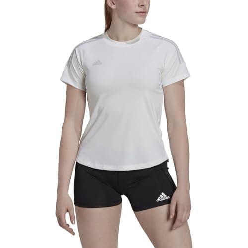 adidas Women's Hi Low Jersey Short Sleeve, White/Team Light Grey, Small