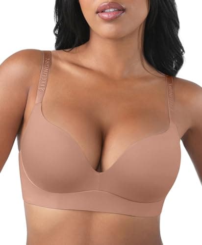 FeelinGirl Wireless Bras for Women No Underwire Push Up Full Coverage Supportive Bralettes Everyday Bra Mocha Brown 38C