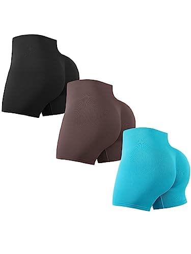 Workout Shorts Women 3 Pack Seamless Scrunch Butt Tummy Control Gym Shorts