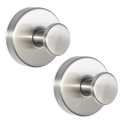 ZESLMG Nickel Suction Cup Hooks for Glass Window, Silver Shower Hook for Inside Shower, Removable Towel Hooks for Bathroom Kitchen Wall Glass Door, Wreaths Loofah Suction Hook for Hanging, 2 Pack