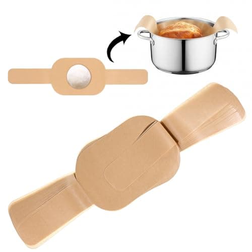 50 PCS Parchment Paper for Sourdough Baking, Bread Sling Dutch Oven Liner, Oval Parchment Bread Mat with Long Handles for Air Fryer Cake Baking Dough Transfer