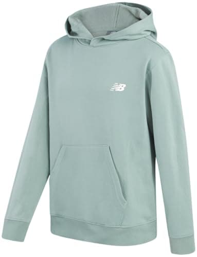 New Balance Boys Hoodies - Athletic Fleece Pullover Boys Hoodie Sweatshirts with Pockets and Back Graphic Print (8-20), Size 10-12, Salt/Marsh