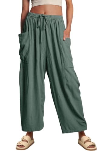 YOCUR Womens Summer Flowy Pants Loose Casual Beach Comfy Pants Green XXL