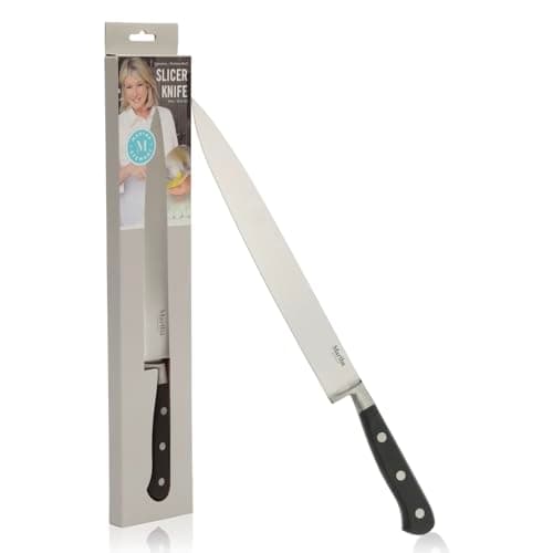 Martha Stewart Carverton 10" Slicer Knife, High Carbon Stainless Steel Kitchen Knives w/Black Triple Riveted Handle
