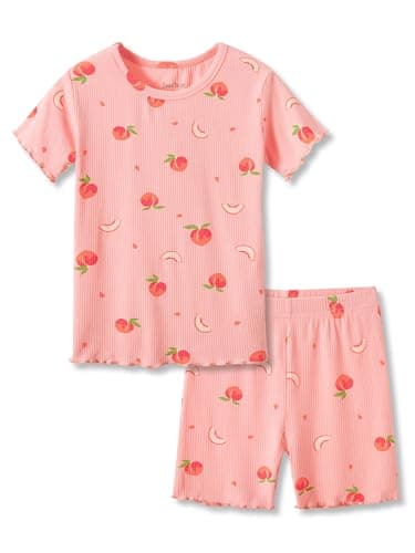Beezizac Girls Pajamas Lettuce Trim Peach Short Sleeve Set Size 2T