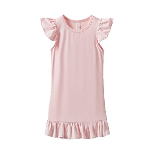 Mud Kingdom Big Girls Dress Casual Wear Ruffle Sleeve Solid Color Cute Casual Summer Pink Size 10