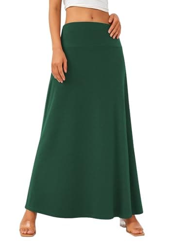 SEAFORM Women's Casual Mid Long Skirts Stretchy Flowy Maxi Formal Skirt