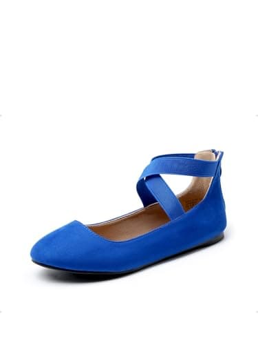 DREAM PAIRS Women's Ankle Straps Flats Shoes,Royal/Blue,5