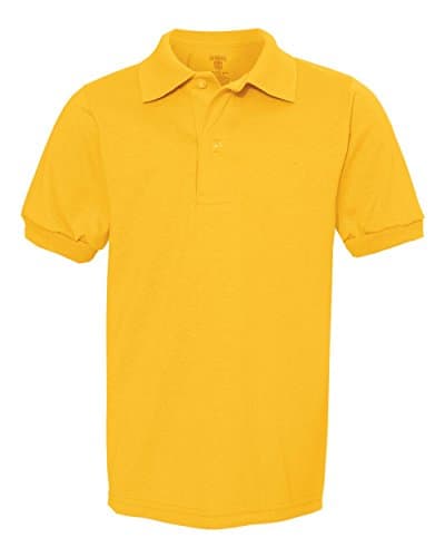 Jerzees Boys' SpotShield Short Sleeve Uniform Polo (2-Pack), Gold, Small