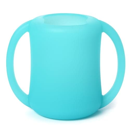 PrimaStella Silicone Baby & Toddler Training Cup with Handles (Sea Glass)