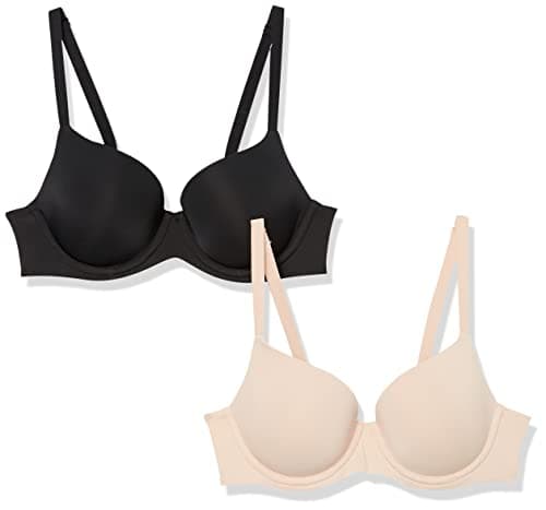 Amazon Essentials Women's Full Coverage Padded Underwire Microfiber Bra with Support, Pack of 2, Blush, (36) C