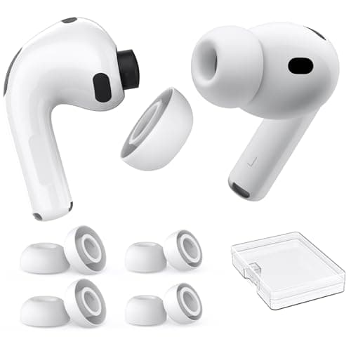 AhaStyle Ear Tips for AirPods Pro 3 (2025) with Noise Reduction Hole【Fit in The Charging Case】 4 Pairs Silicone Ear Covers Replacement Tips for AirPods Pro 3rd Gerentation with Portable Storage Box