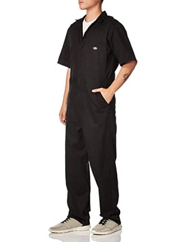 Dickies Mens Flex Short Sleeve Work Utility Coveralls, Black, X-Large US
