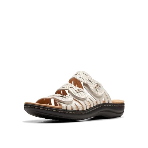 Clarks Collection Women's Laurieann Ruby Flat Sandal, Off White Leather, 12 Medium US