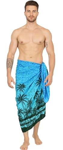 LA LEELA Men's Sarong Bath Hawaiian Pareo Wrap One Size Sky