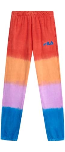 Fila Girls Sweatpants - Soft Cotton Blend Sweatpants for Girls with Drawstring Waist and Pockets - Fashion Kids Joggers, Size 10-12, Multi Dip Dye