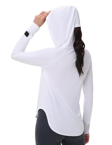 SPEXIAL Women's Sun Shirt UPF 50+ Long Sleeve Fishing Shirts SPF Hoodie UV Protection Lightweight Hiking Outdoor White M