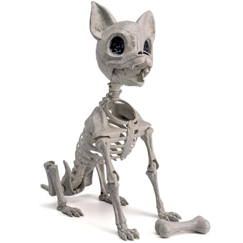 JOYIN Plastic Chihuahua Dog Skeleton Halloween Decorations 12.6 inches Plastic Puppy Bones Skeleton with Posable Joints for Halloween Indoor Outdoor, Graveyard Party Decor