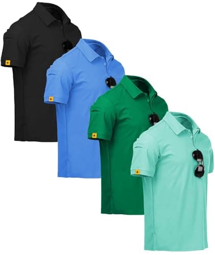 ZITY 4 Pack Mens Polo Shirt Short Sleeve Sports Golf Tennis T-Shirt Athletic Collared Tactical Shirts L