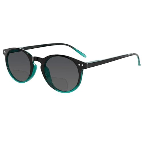 Eyekepper Bifocal Sunglasses for Women 1.5, Black-green Round