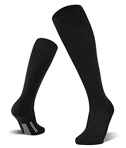 FITRELL 2/3 Pack Soccer Socks Baseball Softball For Youth Kids Boys Girls, Over-The-Calf Football Socks for Adult Men Women,Black*2,Medium