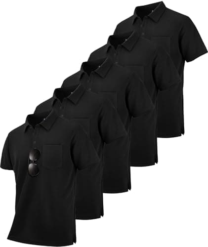 SCODI 5 Pack Mens Pocket Polo Shirts Short Sleeve Golf Casual Work T-Shirt