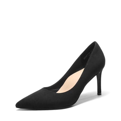 DREAM PAIRS Women's High Heels Pump Closed Pointed Toe Slip On Stiletto Dress Shoes Fashion Wedding Bridal Work Office Comfortable Pumps Shoes,Size 6,Black-Suede,SDPU25095W