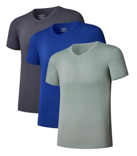 COLORFULLEAF Men's Bamboo Rayon V Neck T Shirts Short Sleeve Undershirt