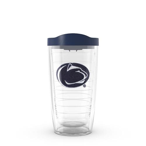Tervis Made in USA Double Walled Penn State University Nittany Lions Insulated Tumbler Cup Keeps Drinks Cold & Hot, 16oz - Black Lid, Primary Logo