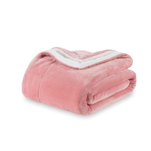 Berkshire Blanket-Sherpa Fleece Blanket, Warm and Soft Loftmink Reversible Blanket for Bed, Sofa and Travel, Frosty Mauve, 90 in x 108 in
