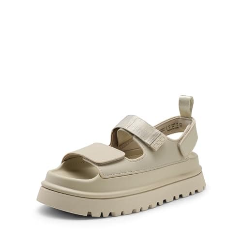 DREAM PAIRS Platform Sandals for Women Chunky Open Toe Dress Walking Comfortable Flat Sandals for Summer,Size 7,Beige,DWUMPS2511