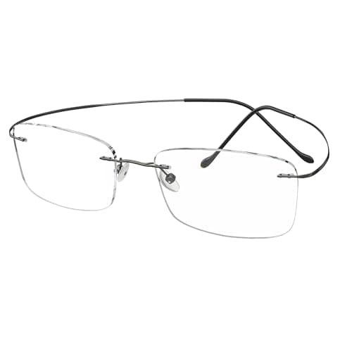 Eyekepper 0.0x Reading Glasses Men and Women, Titanium Rimless