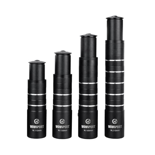 wowsport Bike Stem Riser 28.6mm - 70/115/180mm Fixed Height Extender | Aircraft Aluminum Alloy Handlebar Raiser for MTB/Road Bike (Stealth Black)​