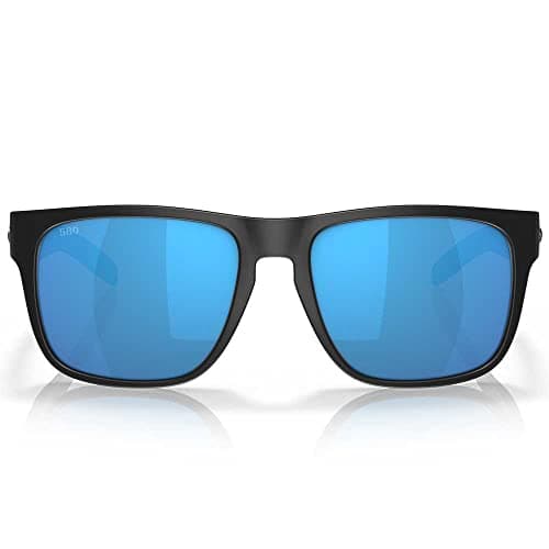 Costa Del Mar Sunglasses for Men - Spearo Mens Polarized Sunglasses, UV Protection for Fishing, Boating & Beach - Blackout/Blue Mirror 580G - 56