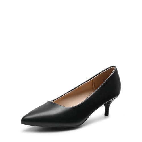 DREAM PAIRS Women's Pumps Kitten Heel Pointed Toe Shoes for Women Comfortable Office Work Dress Shoes,Size 5,Black-Pu,Moda