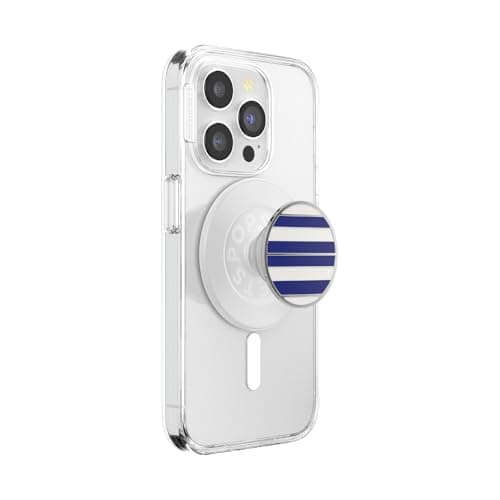 PopSockets Phone Grip for MagSafe, Magnetic Holder, Phone Stand, Navy Blue - Nautical Stripe